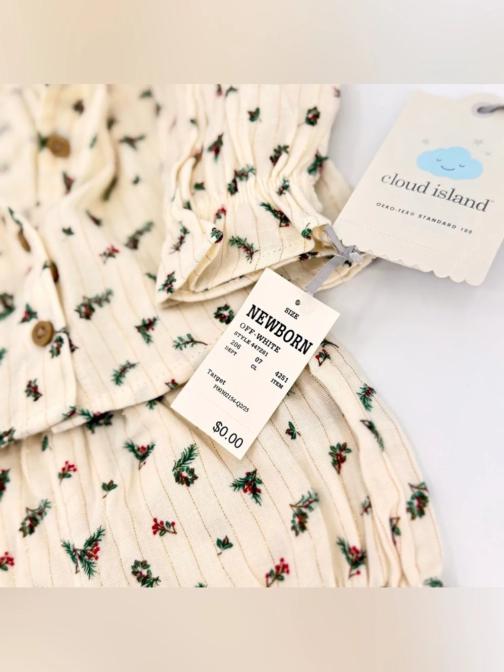 Cloud Island Newborn Christmas Holiday 2 Piece Outfit Set Floral NWT